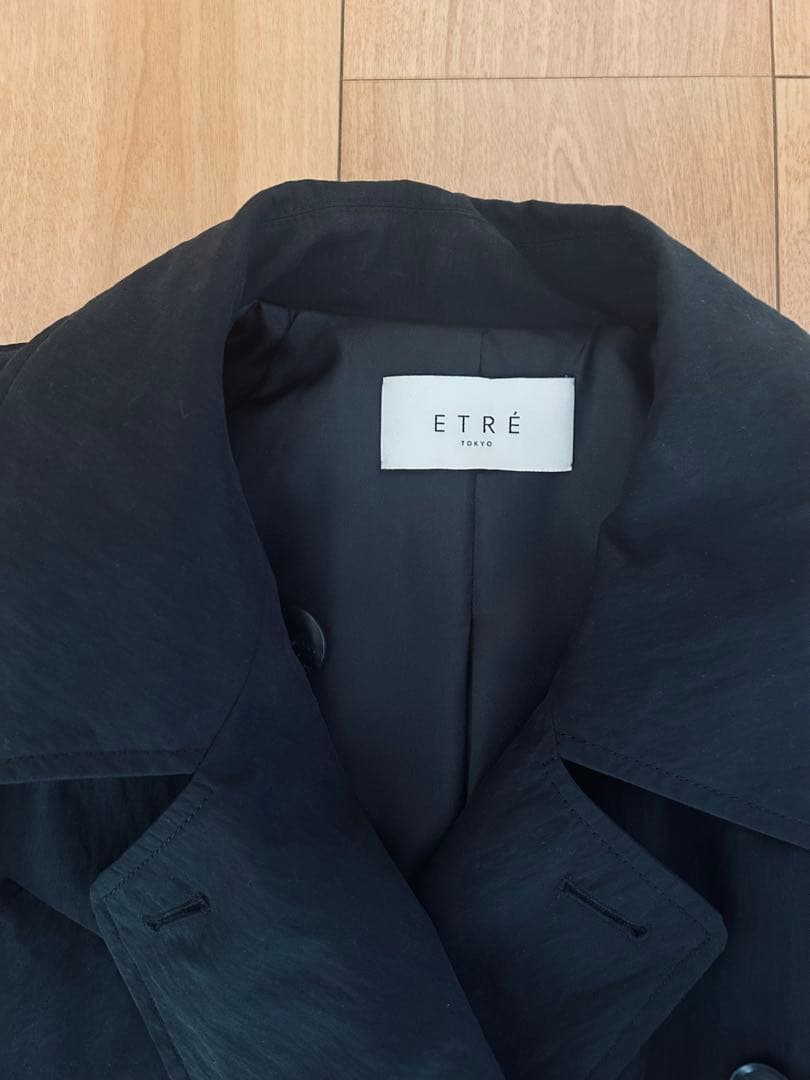 田中野夫 ETRE TOKYO リンクルトレンチコート　ブラックSサイズ