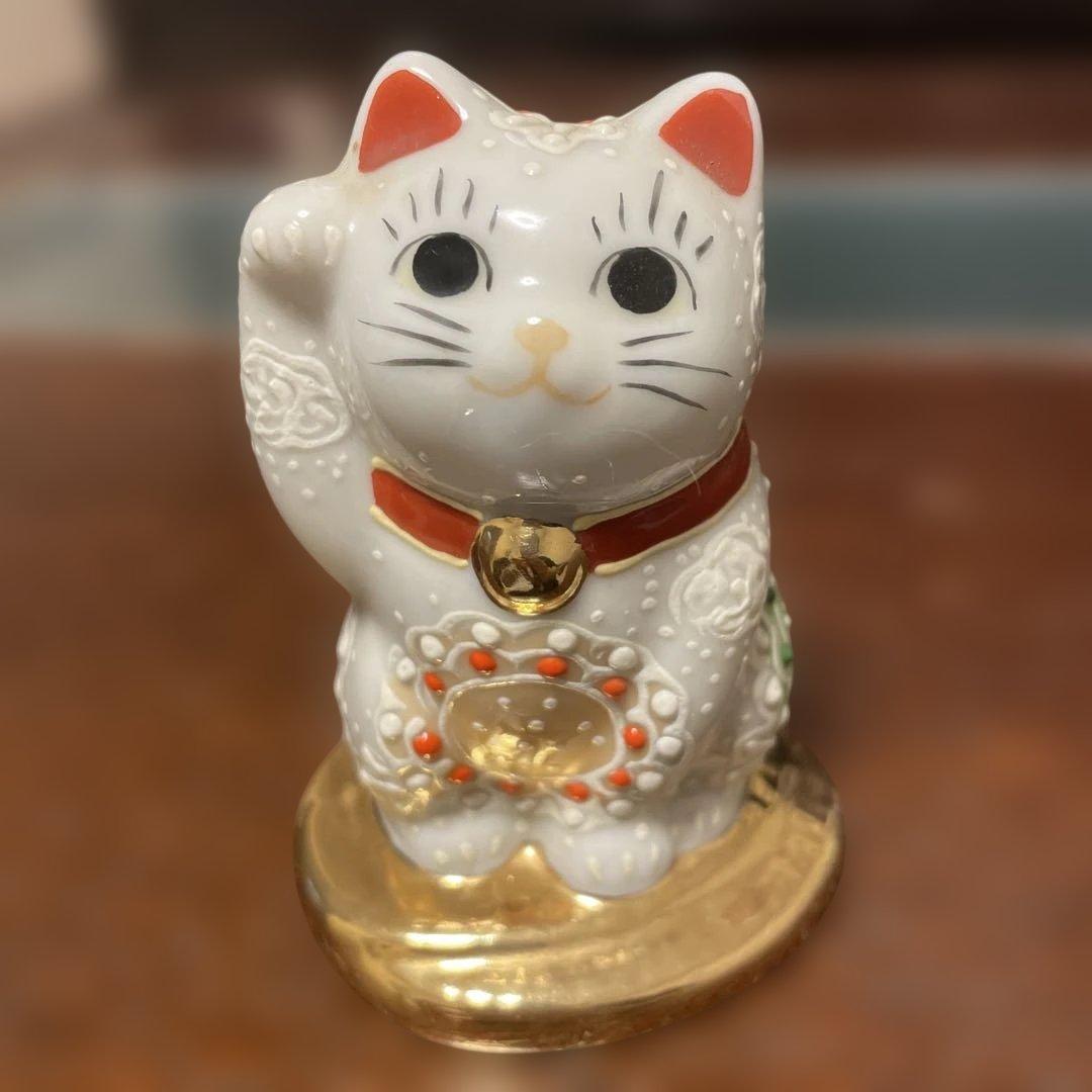 最終価格 ☆ 陶器製 九谷焼 招き猫 チャーム セット 幸運 金運
