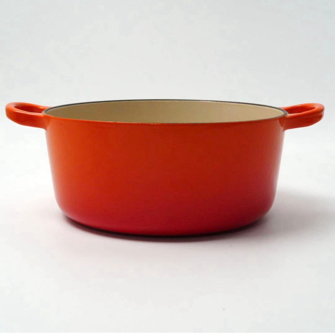 【美品】LE CREUSET　ココット ロンド オレンジ　22cm