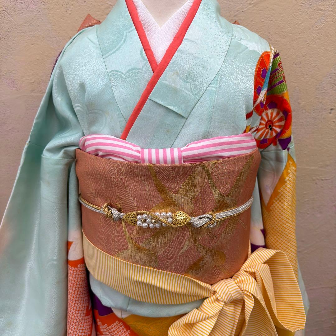 No.k006七五三 7歳 着物 フルセット レトロ柄 ※シミあり