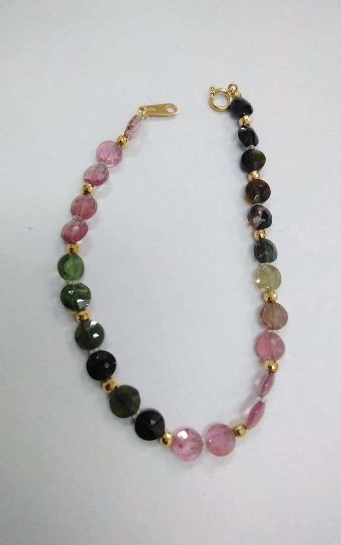 18金ボール&天然トルマリン　ブレスレット