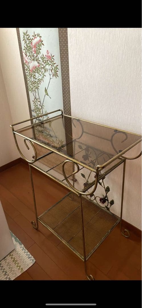 金属製二段ラック ガラス天板