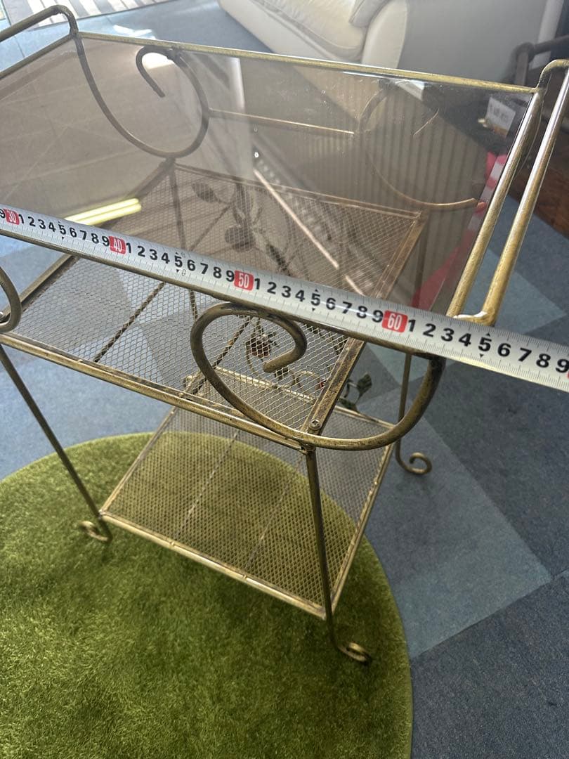 金属製二段ラック ガラス天板