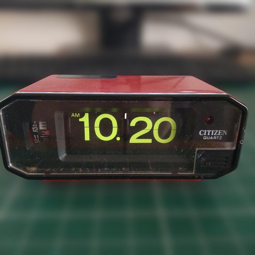 昭和レトロ パタパタ時計 シチズン 赤黒 動作確認済 乾電池式