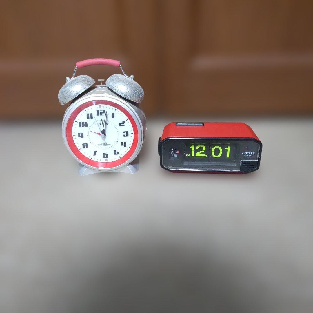 昭和レトロ パタパタ時計 シチズン 赤黒 動作確認済 乾電池式