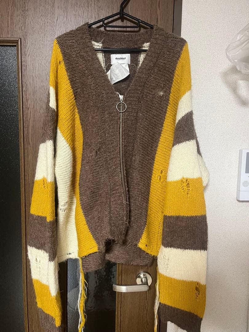 トップス Doublet zip up stripe cardigan 21aw