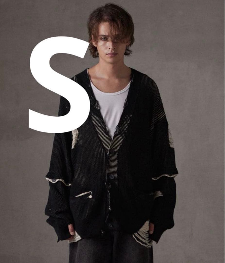 grancy ディストラクションデザインビッグ カーディガン　Sサイズ　ブラック