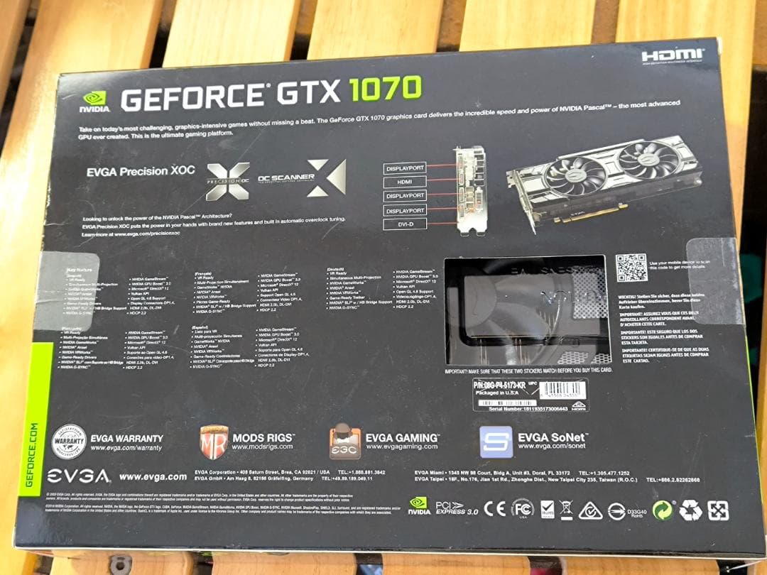 EVGA GeForce GTX1070 SC 8GB【訳あり・ジャンク】