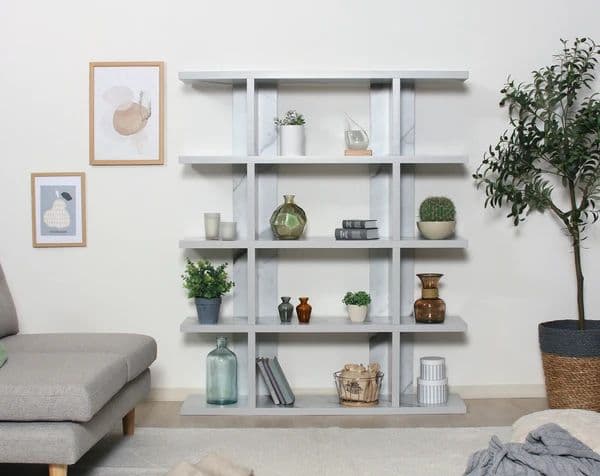 オープンシェルフ５段幅広　大理石柄　幅120ｃｍ×高さ143.5ｃｍ