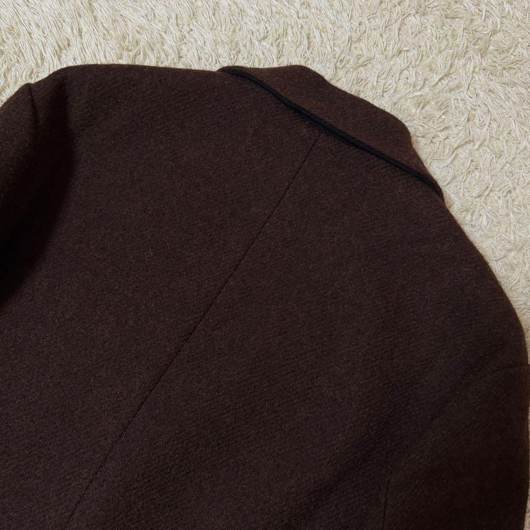 ☆極美品☆トゥモローランド　ビックチェスターコート　ヘリンボーン　ダークブラウン