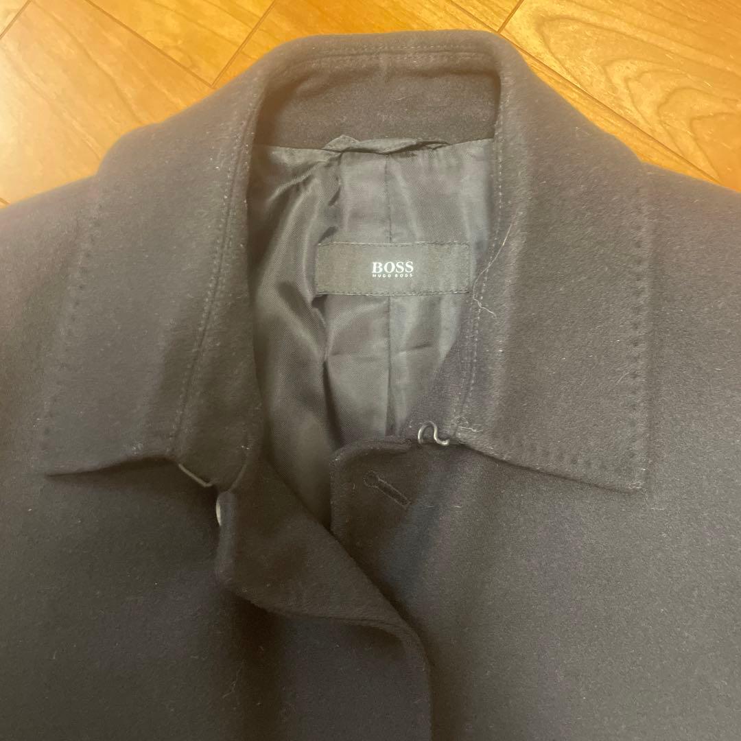 M 48 HUGOBOSS（ヒューゴボス）ステンカラー ウール　ブラックコート