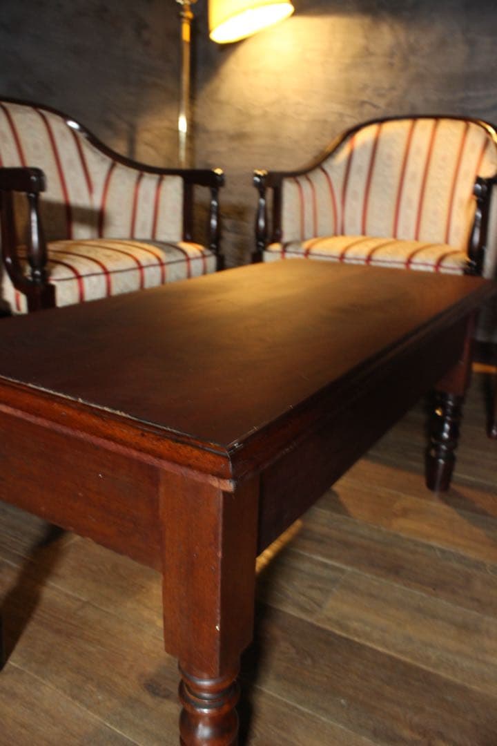 首都圏送無料〜輸入アンティーク家具 足高ソファ4＋イギリス テーブル　セット割