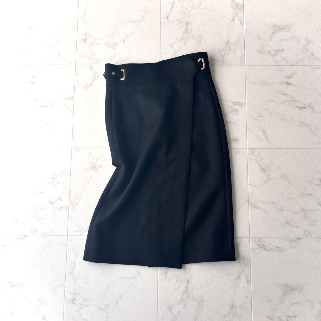 美品 ザリラクス グルカラップスカート 38 M ウール100% 金ボタン