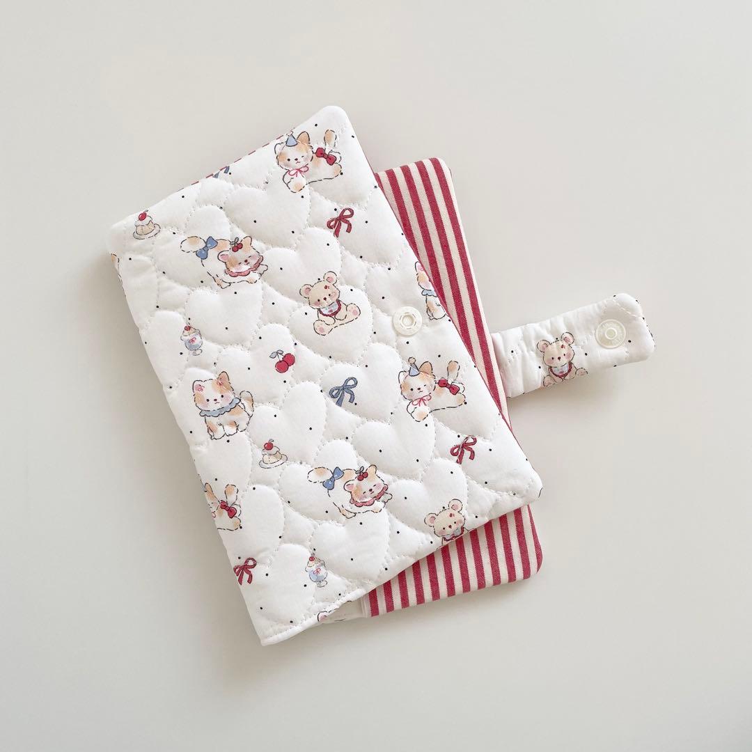 早い者勝ち　韓国　貯金　バインダー　カバー　リフィル　猫　赤ボーダー