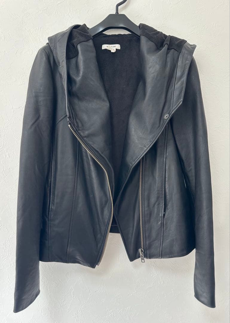 HELMUT LANG フーデットラムレザージャケット ライダースSP