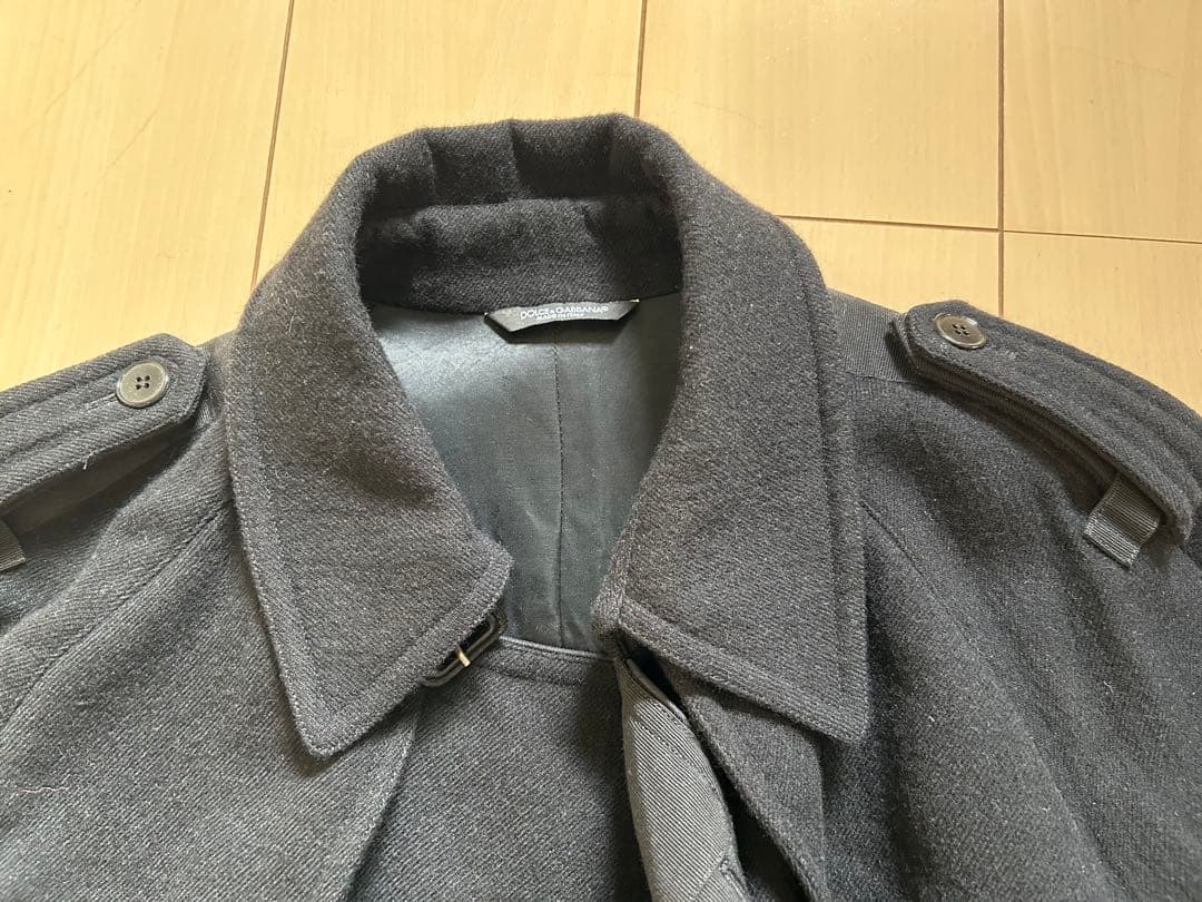 DOLCE&GABBANA ウールトレンチコート ブラック　48