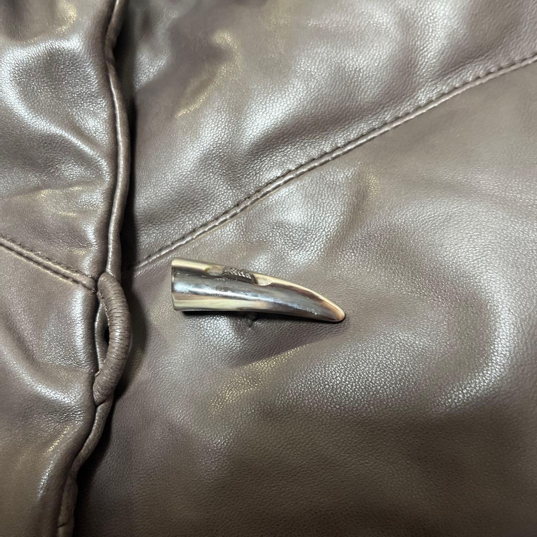 BALMAIN バルマン　ブラウン　羊革　レザー　ダウンジャケット　11号