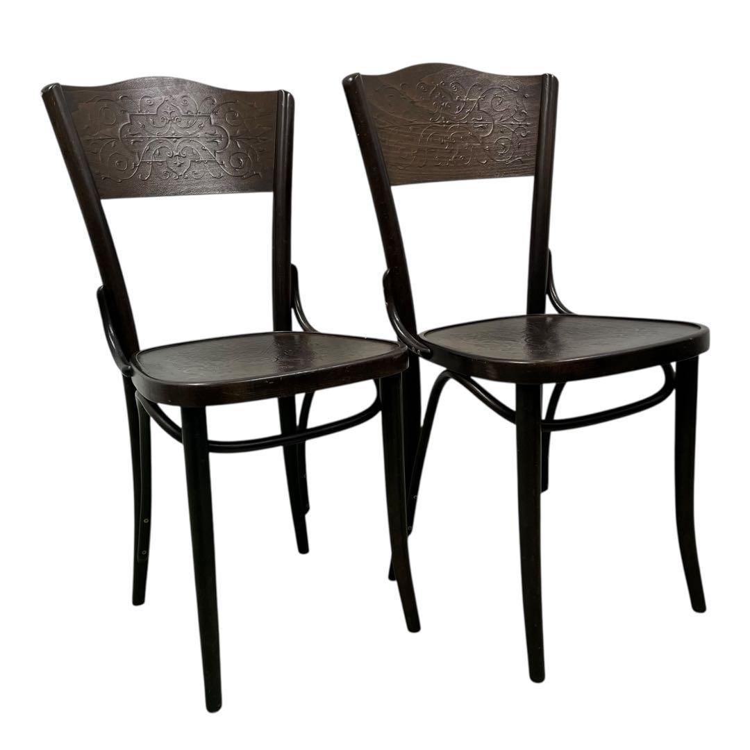 【希少】TON ベントウッドチェア パネルバック 2脚 アンティーク