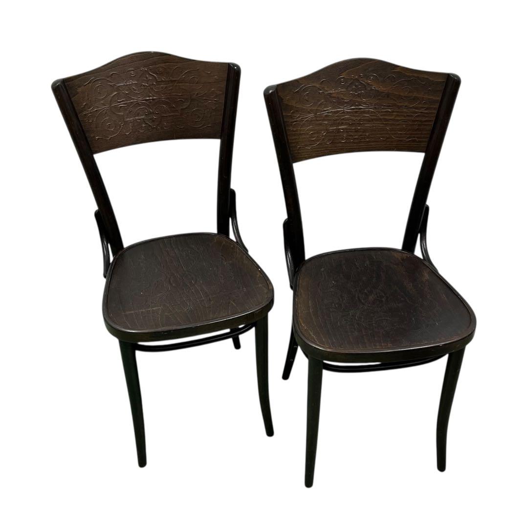 【希少】TON ベントウッドチェア パネルバック 2脚 アンティーク