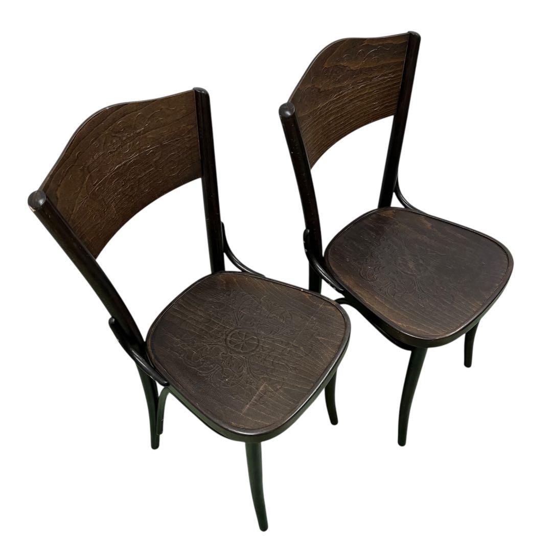 【希少】TON ベントウッドチェア パネルバック 2脚 アンティーク