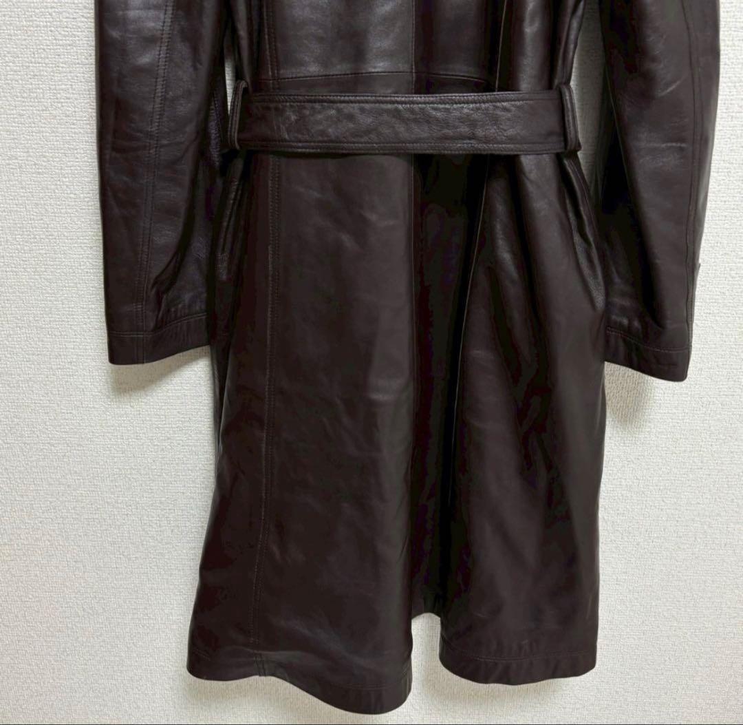 バルマン トレンチコート ラムレザー 羊革 ロング　ベルト付き アウター 上品