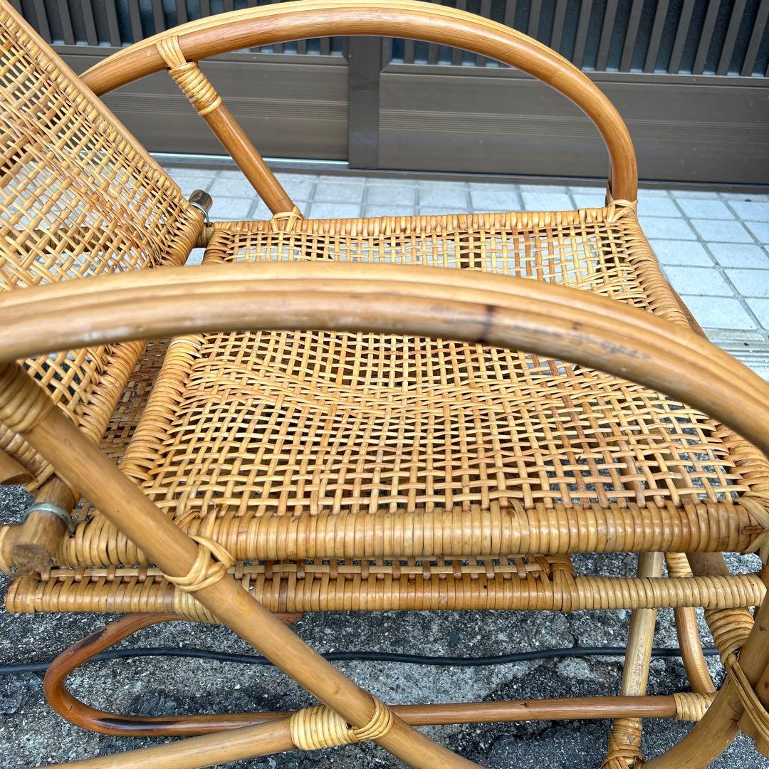 【レトロ・アンティーク】ラタン リクライニングチェア　籐家具