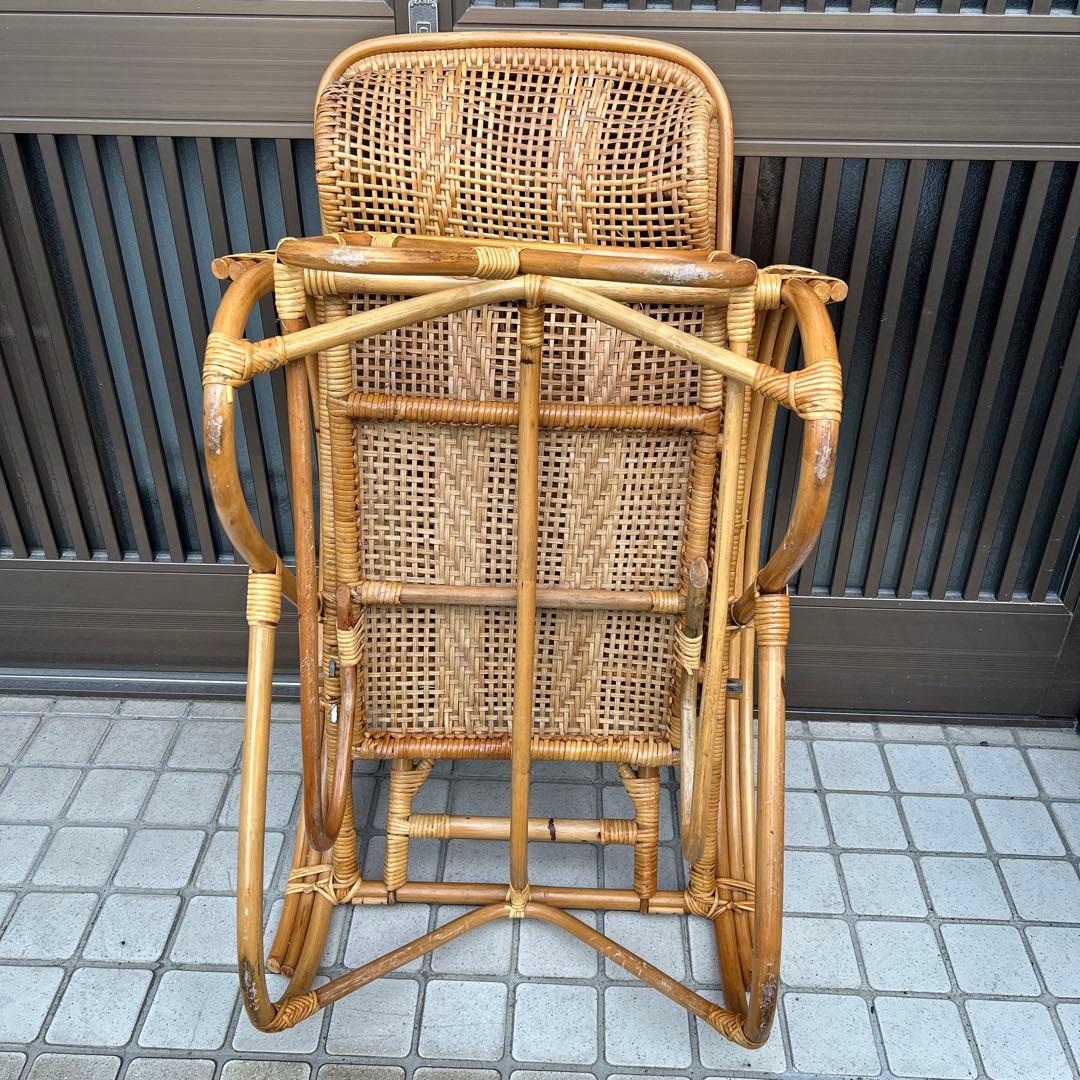 【レトロ・アンティーク】ラタン リクライニングチェア　籐家具
