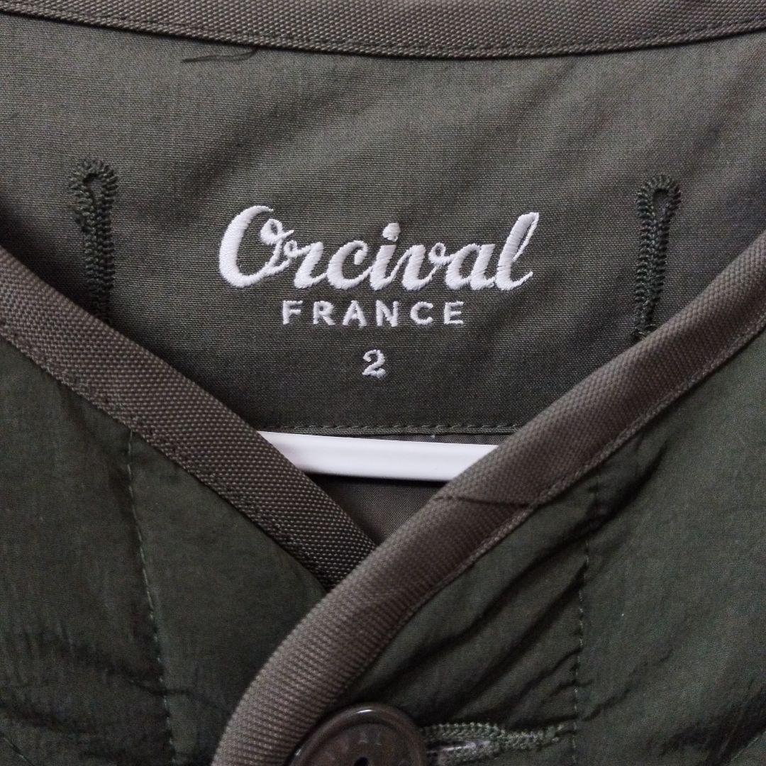 美品❤︎Orcival キルトダウン ノーカラーコート オリーブ サイズ2