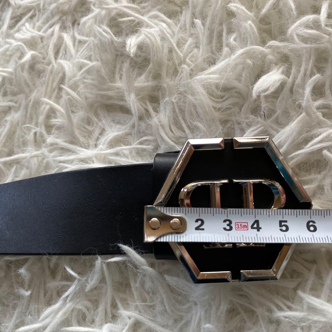 希少　Philipp Plein ベルト　ロゴ入り　ブラック