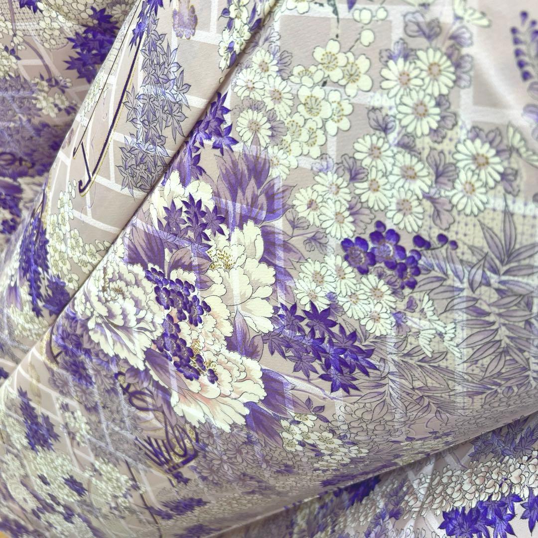 443 振袖フルセット 正絹 薄紫 金彩 総柄 小紋 レトロ フェミニン 上品