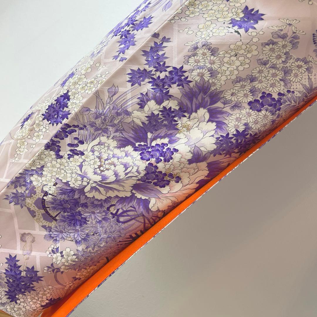 443 振袖フルセット 正絹 薄紫 金彩 総柄 小紋 レトロ フェミニン 上品