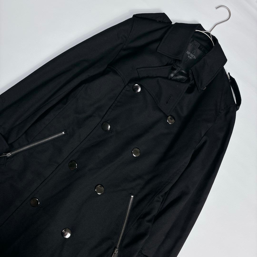 美品✨ブラックピースナウ トレンチコート アシンメトリー バックル Mサイズ 黒