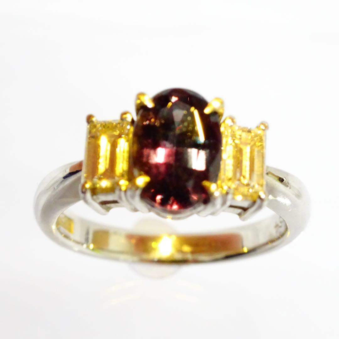 アレキサンドライト1.48ctダイヤモンド プラチナpt900リング指輪12号弱