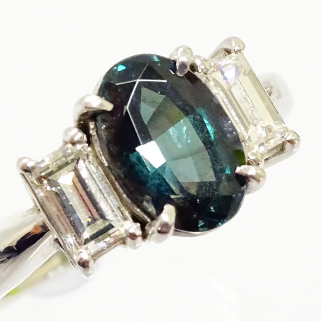 アレキサンドライト1.48ctダイヤモンド プラチナpt900リング指輪12号弱