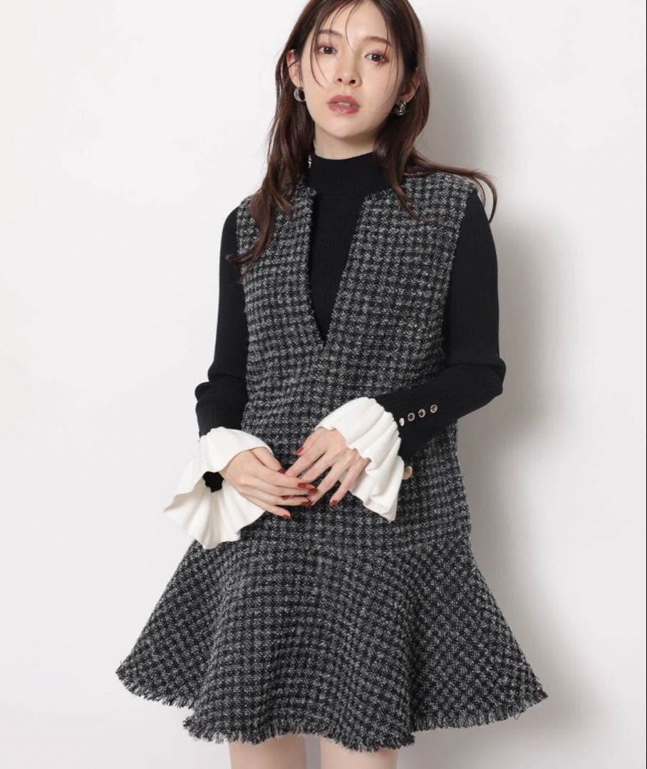 Rirandture ツィードフレアヘムジャンスカ チャコールグレー