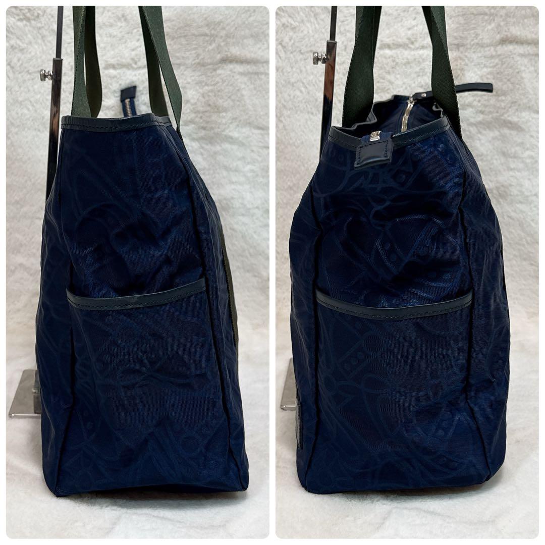 美品✨ ヴィヴィアンウエストウッド トートバッグ A4可 オーブ 総柄 ネイビー