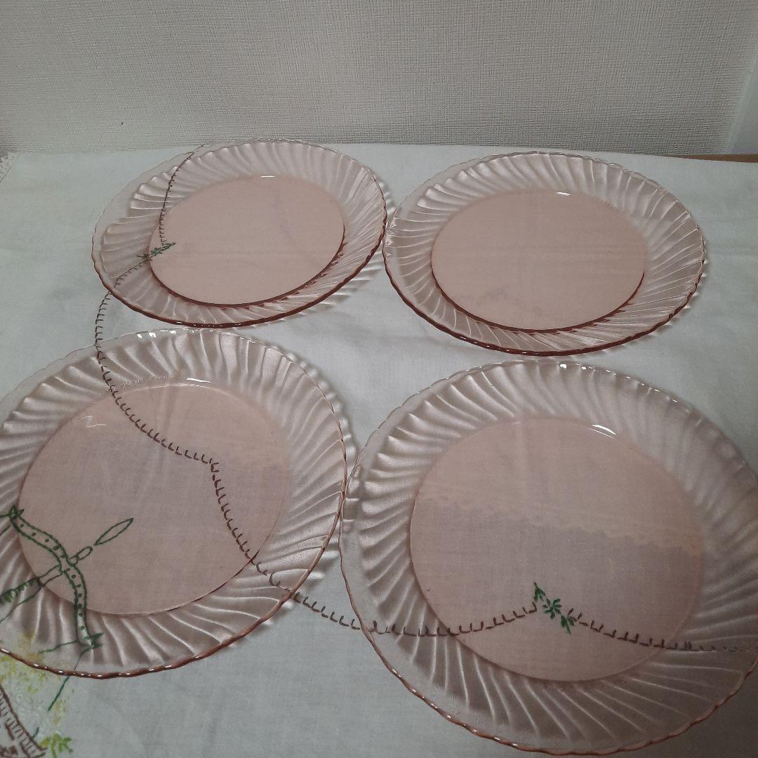4枚セット arcorocアルコロック 22.5cmプレート ピンク ビンテージ