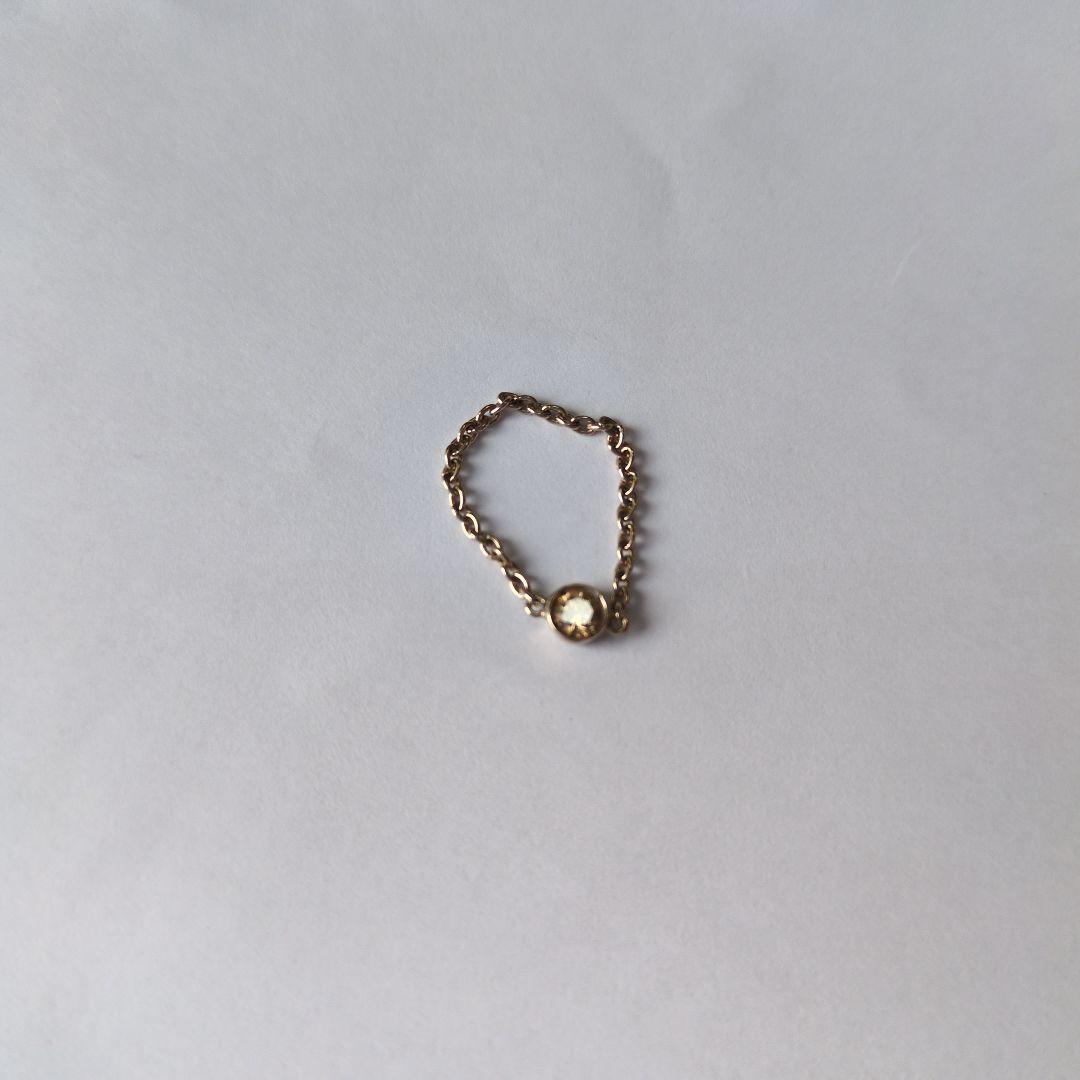 k18チェーンリング　ブラウンダイヤ0.1