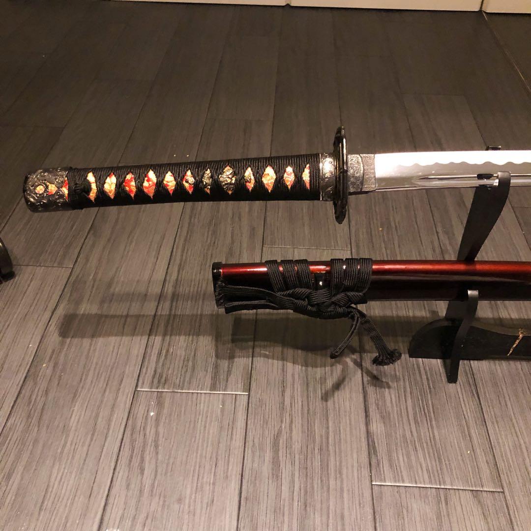 高級居合刀　高級模造刀　樋入刀身　朱拵え　合金刀身