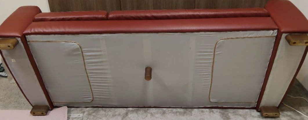 ソファ　3人掛け　本革　ヴィンテージ　赤　レッド