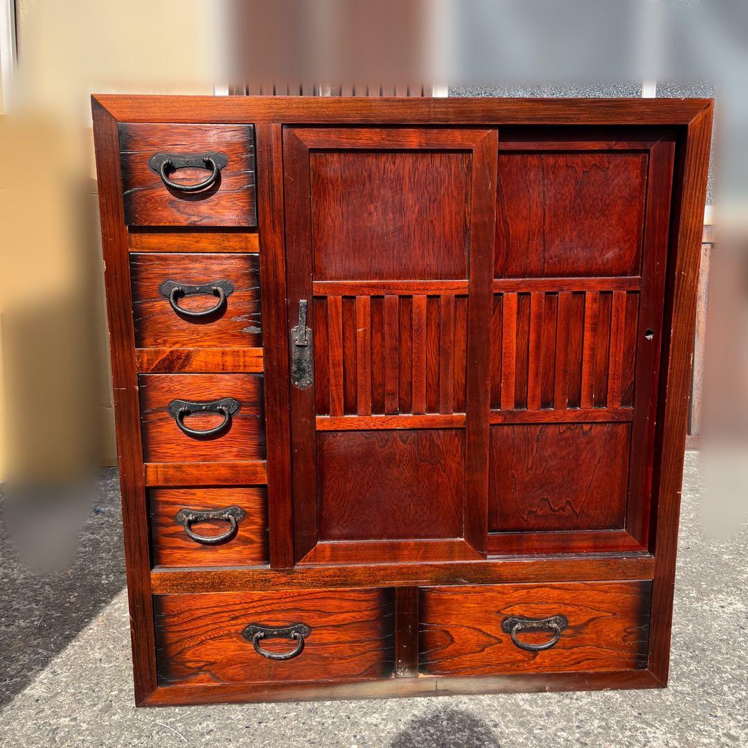 箪笥 民芸箪笥 和箪笥 和タンス 両面式 茶箪笥 レトロ家具