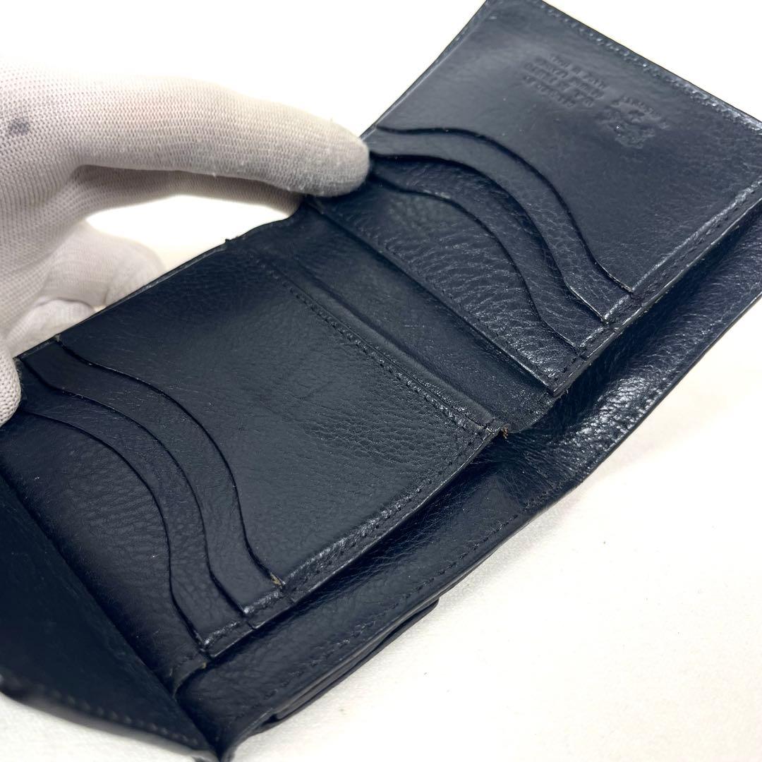 イルビゾンテ　折り財布　ダブルホック　ゴールドボタン　ロゴ型押し　スクエア　本革