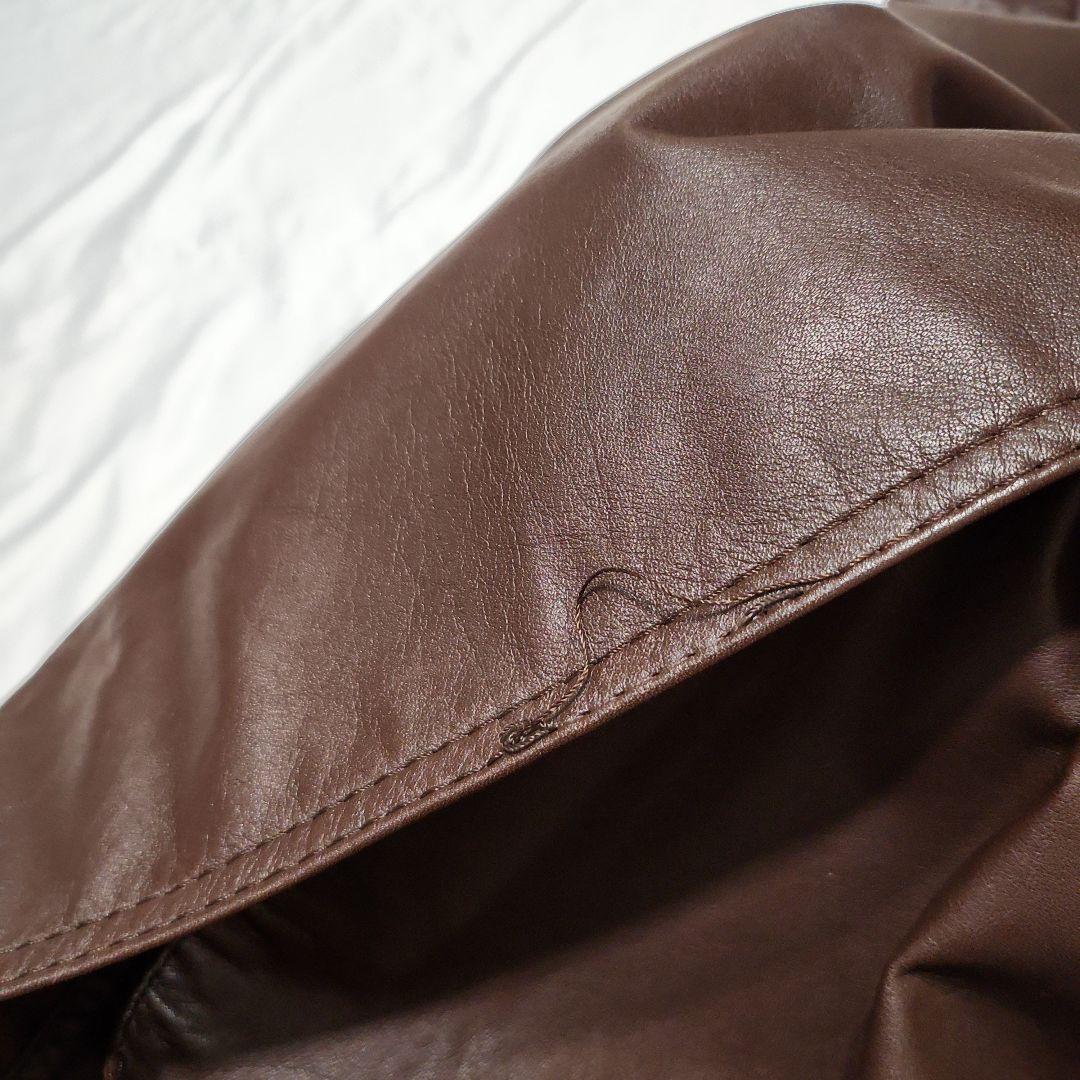 S*A様 b10 良品 本革レザー ロング トレンチコート 茶/M