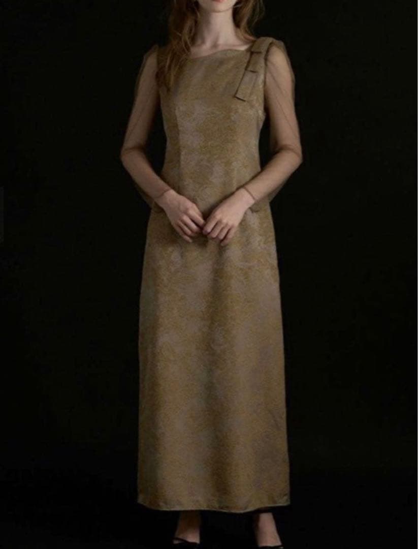 専用shoulder ribbon jacquard dress