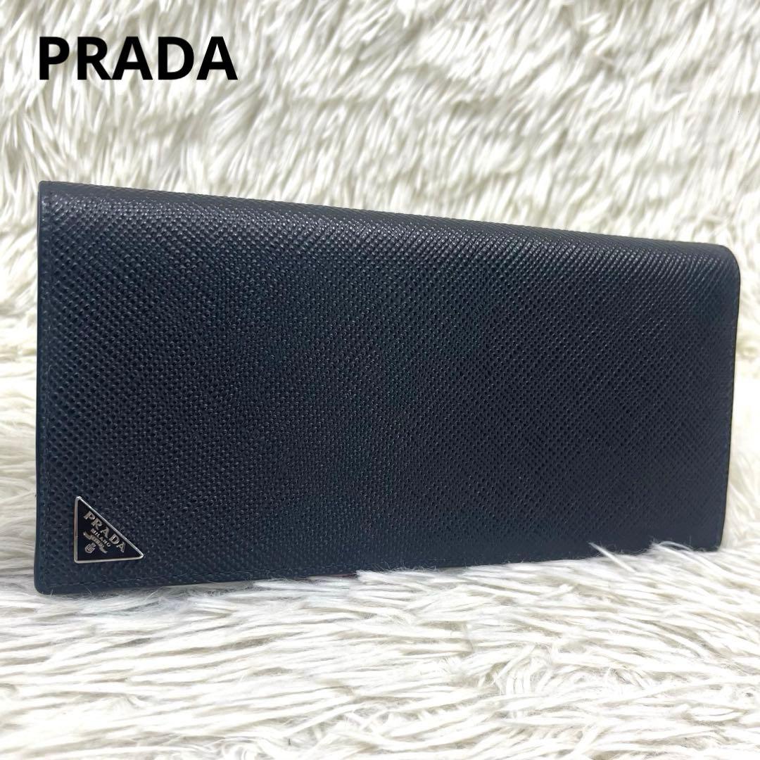 極美品‼️ PRADA プラダ　長財布　三角ロゴプレート　サフィアーノレザー