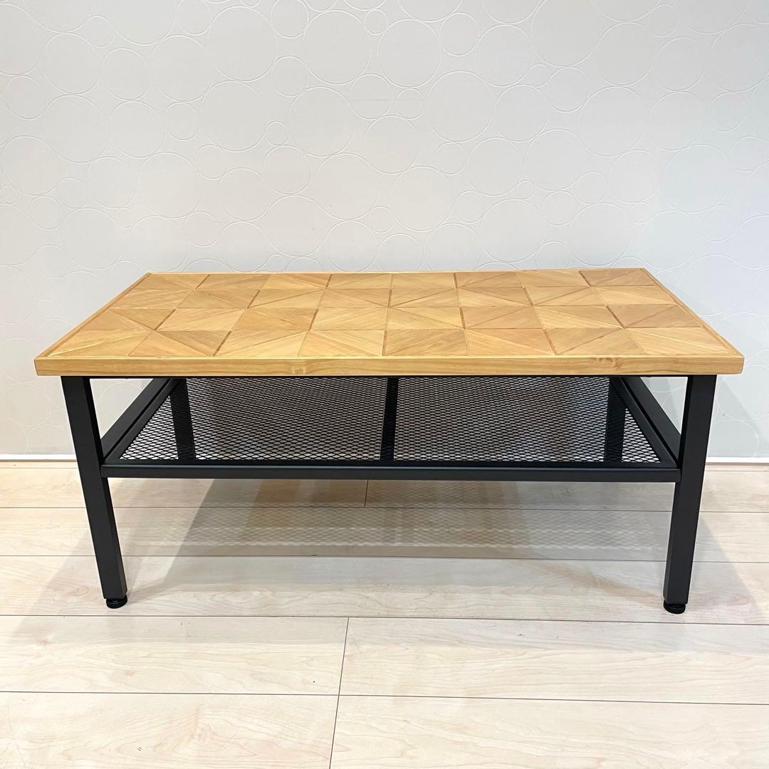 【美品】Kaleido センターテーブル KACT-90 天然木×アイアン