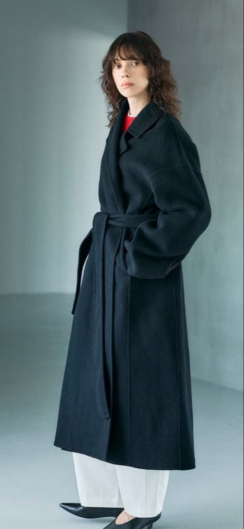 【N.O.R.C】新品未使用ウールメルトンロングリバーコート　サイズ3 ブラック