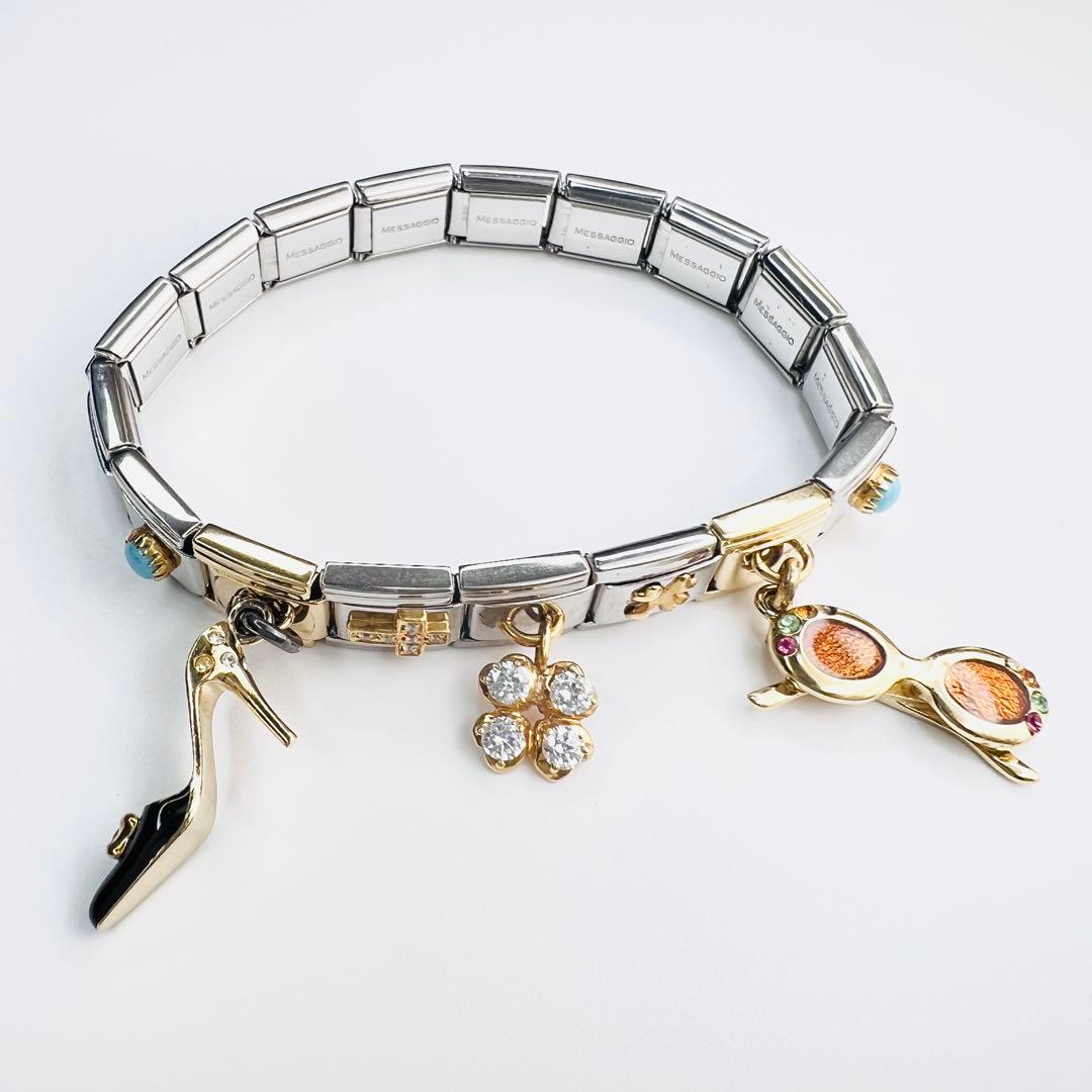 美品messaggio チャーム ブレスレット サングラス ヒール クローバー.