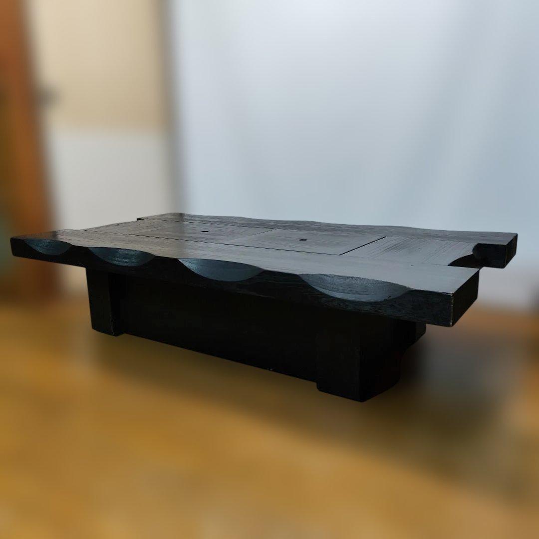 冬は長火鉢、他の季節はテーブルとして使える洒落たデザインの座卓 黒