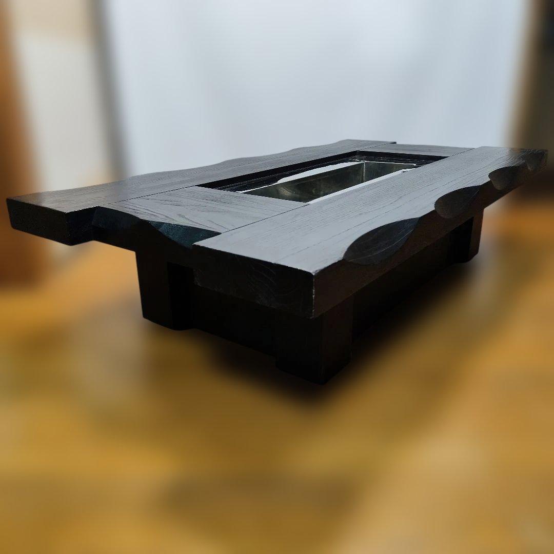 冬は長火鉢、他の季節はテーブルとして使える洒落たデザインの座卓 黒